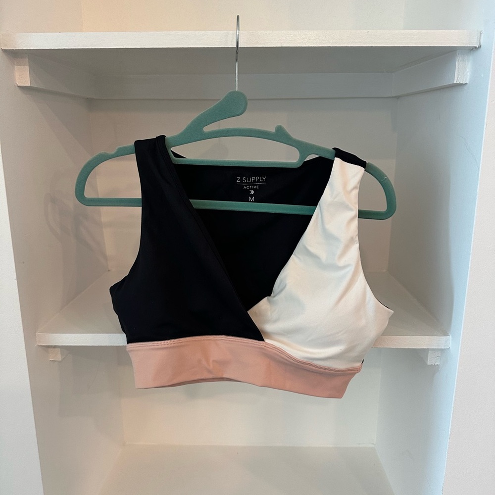Z Supply Black, Peach and Cream Longline Sports Bra